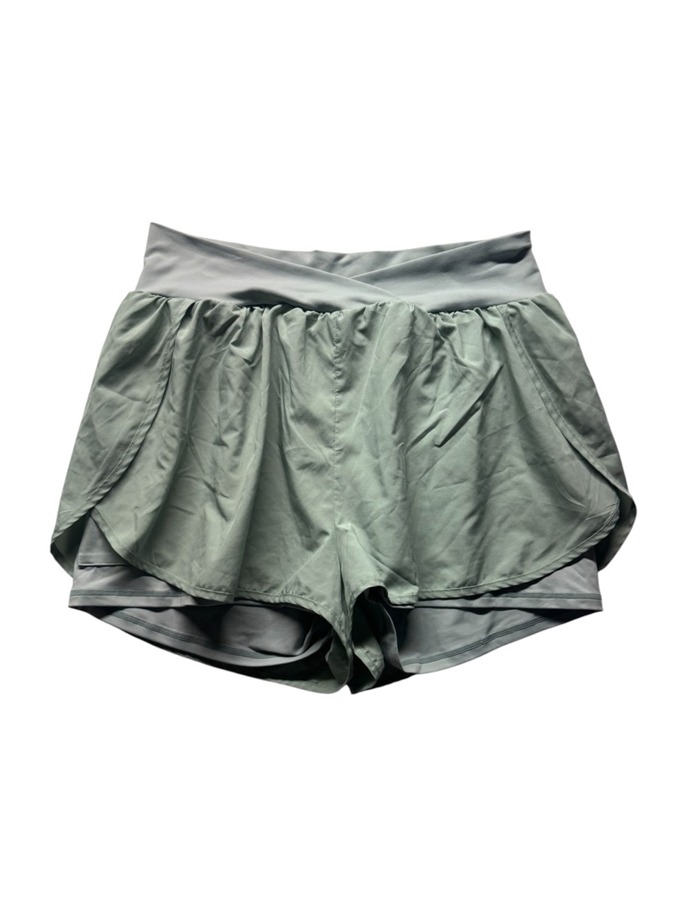 Unbranded Women’s 2XL Sage Green Double Layer Flowy Athletic Running Shorts